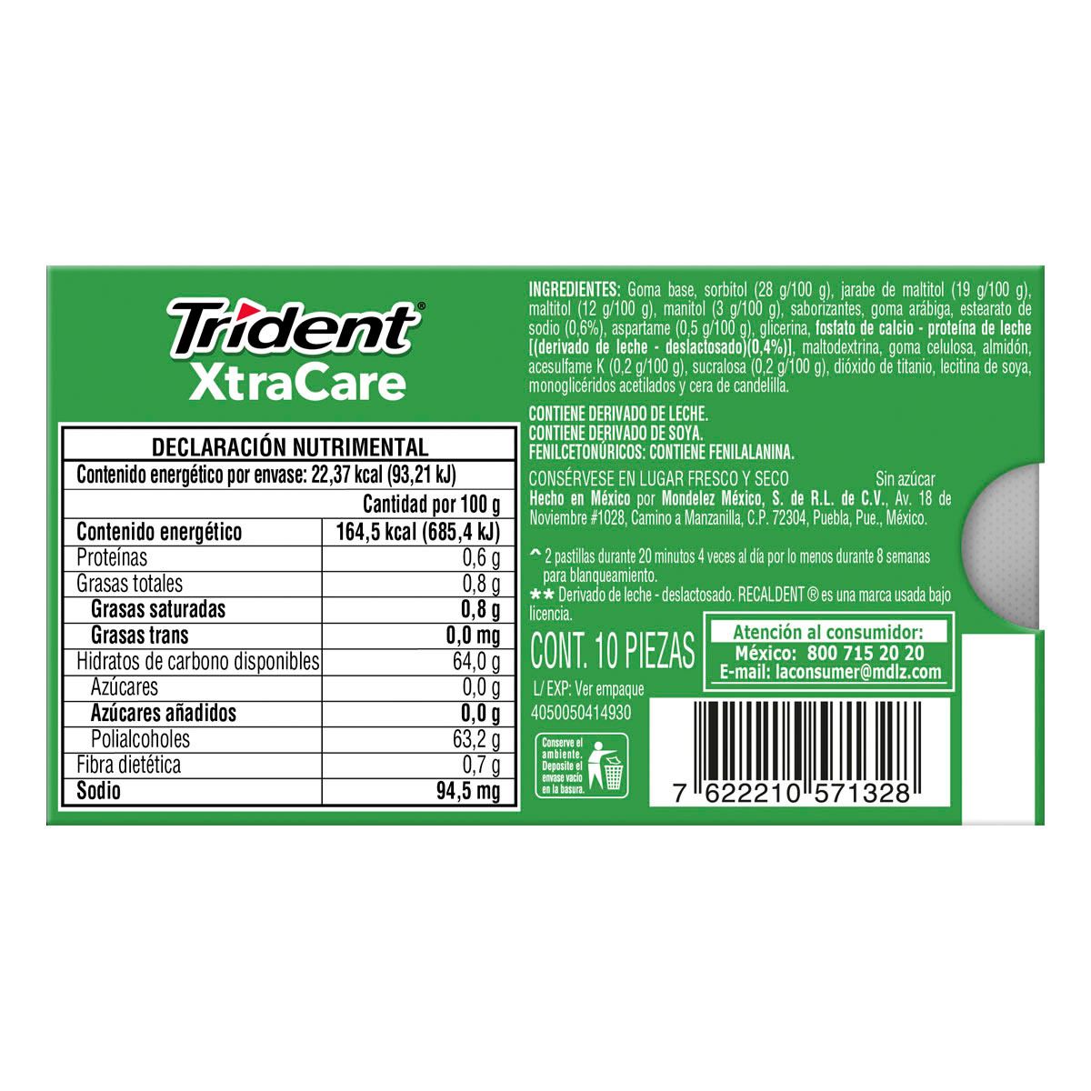 CHICLES TRIDENT XTRA CARE YERB image number null