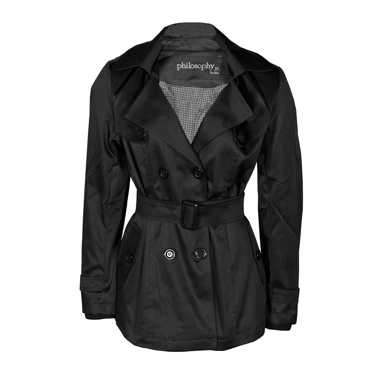 Gabardina Lisa con Cinturón y Capucha Philosophy Talla Mediana para Mujer image number null