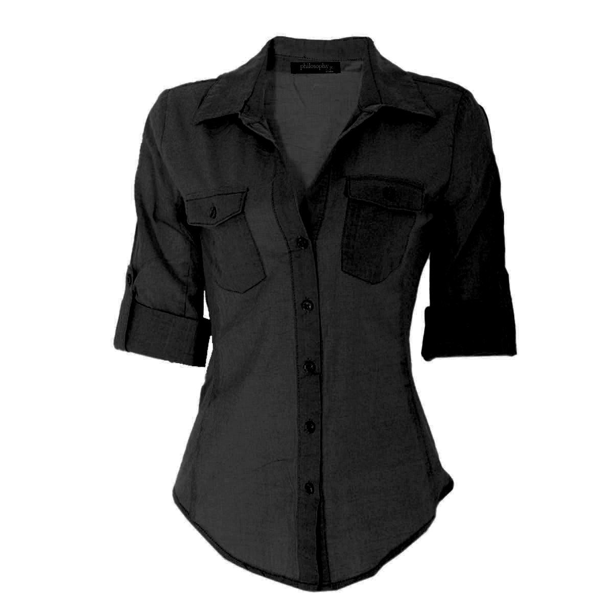 Blusa lisa con elevación en manga para mujer Philosophy Talla Grande image number null