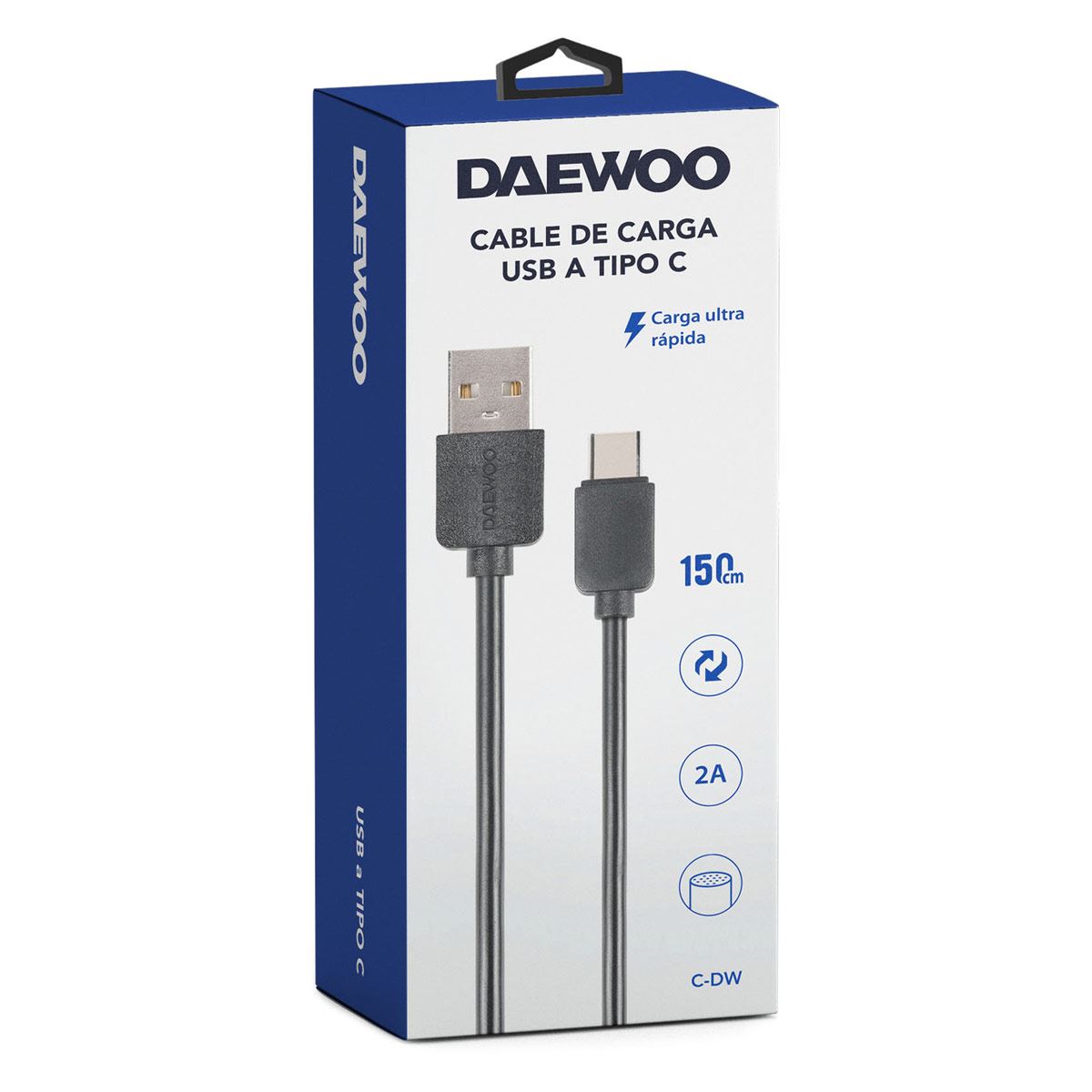 Cable Daewoo Tipo C a USB Negro image number null