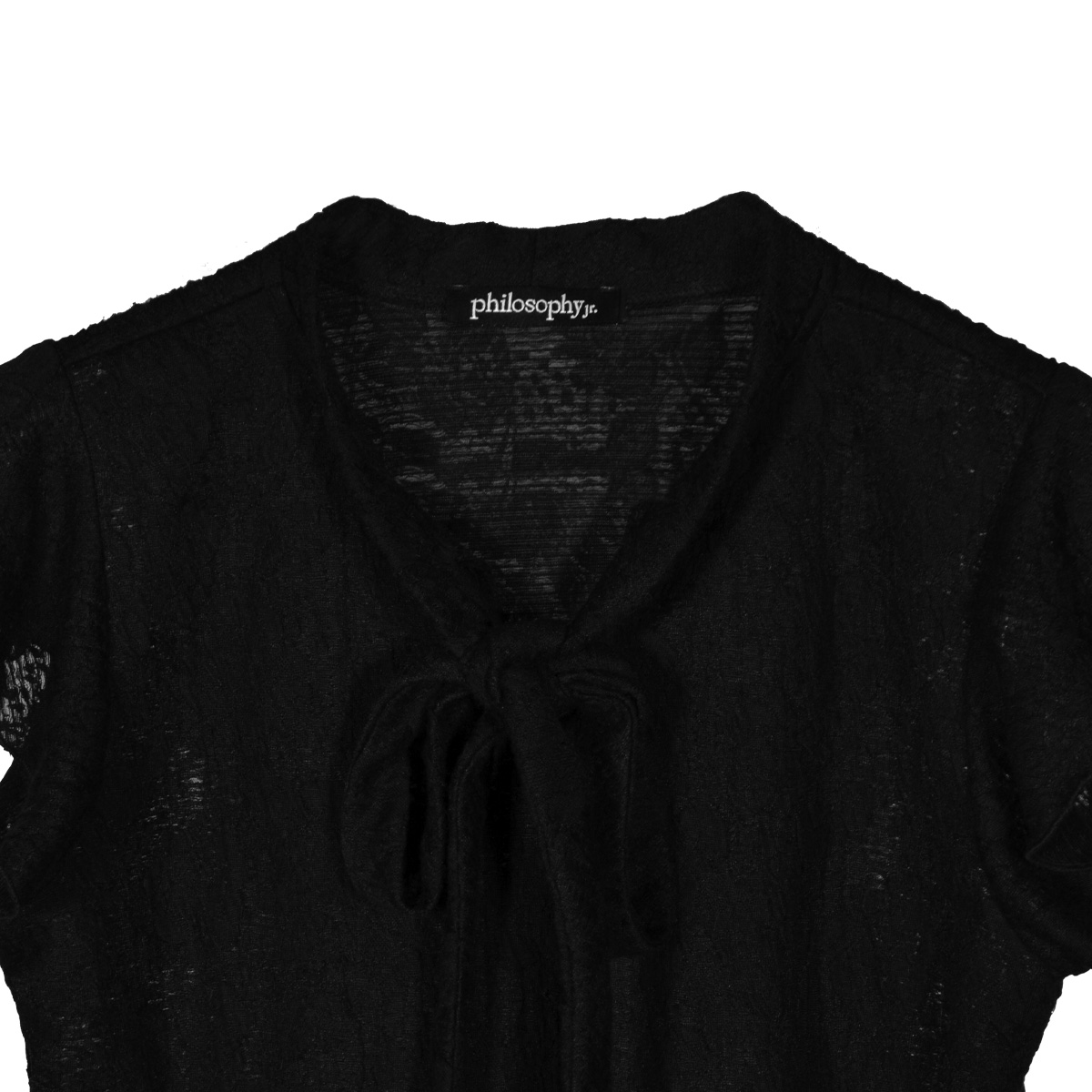 Blusa con Cinta de Amarre en Cuello Philosophy Talla Mediana Color Negro para Mujer image number null