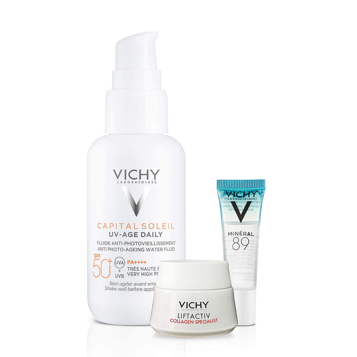 Vichy Capital Soleil UV-Age Daily FPS 50 + Liftactiv Collagen Specialist Crema de D&iacute;a + Mineral 89 Booster image number null
