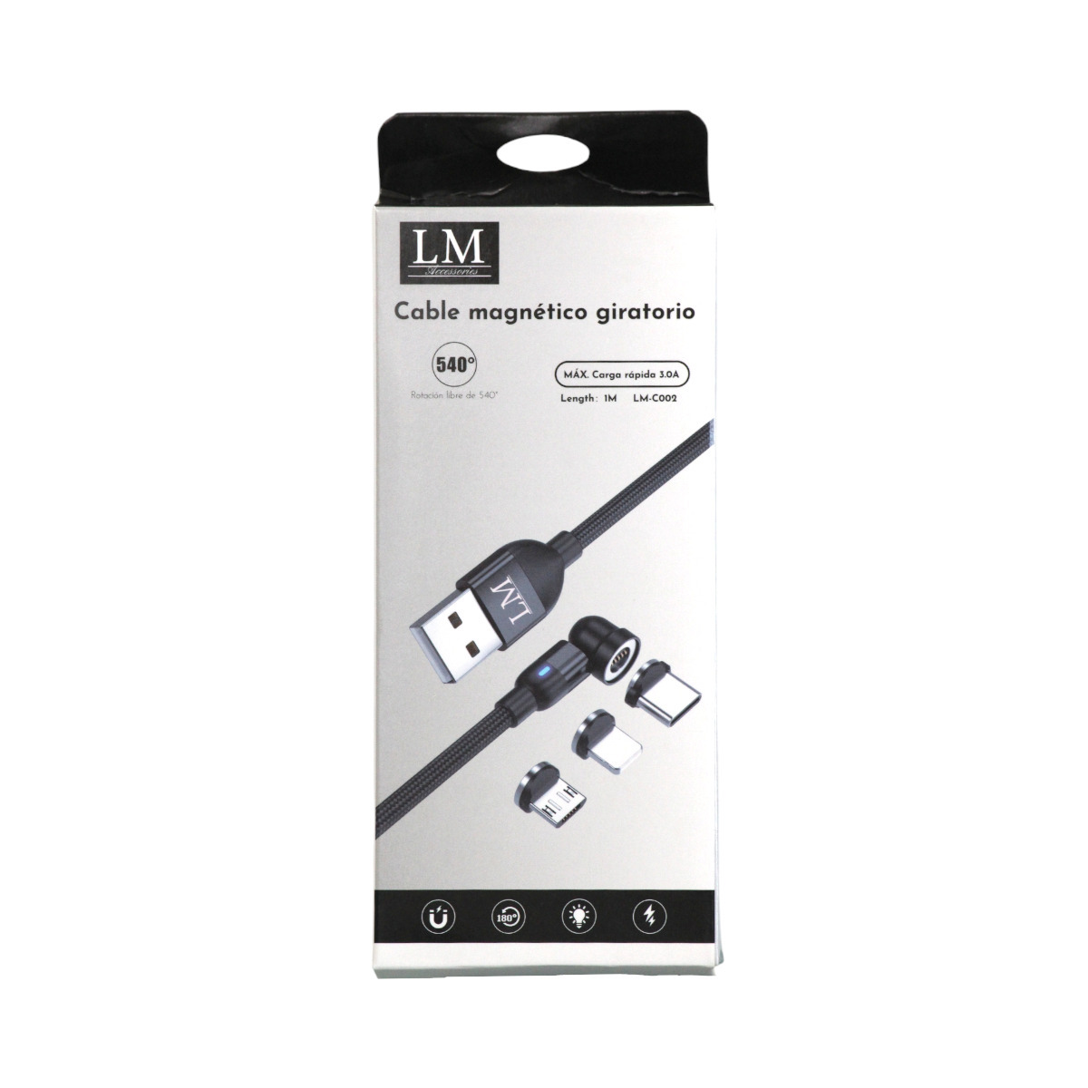 Cable LM Magnetico Gira 540° Tipo C-V8 Lightning image number null