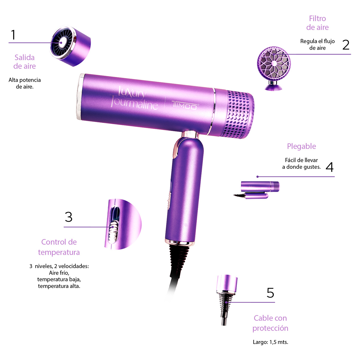 Secadora Tourmaline Con Difusor SM3600 TIMCO image number null