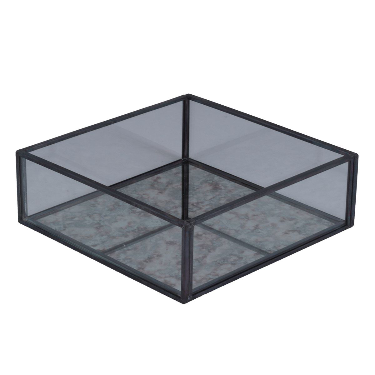 Home Nature joyero cloud cuadrado elaborado en cristal con bordes met&aacute;licos 15*15*5 cm image number null