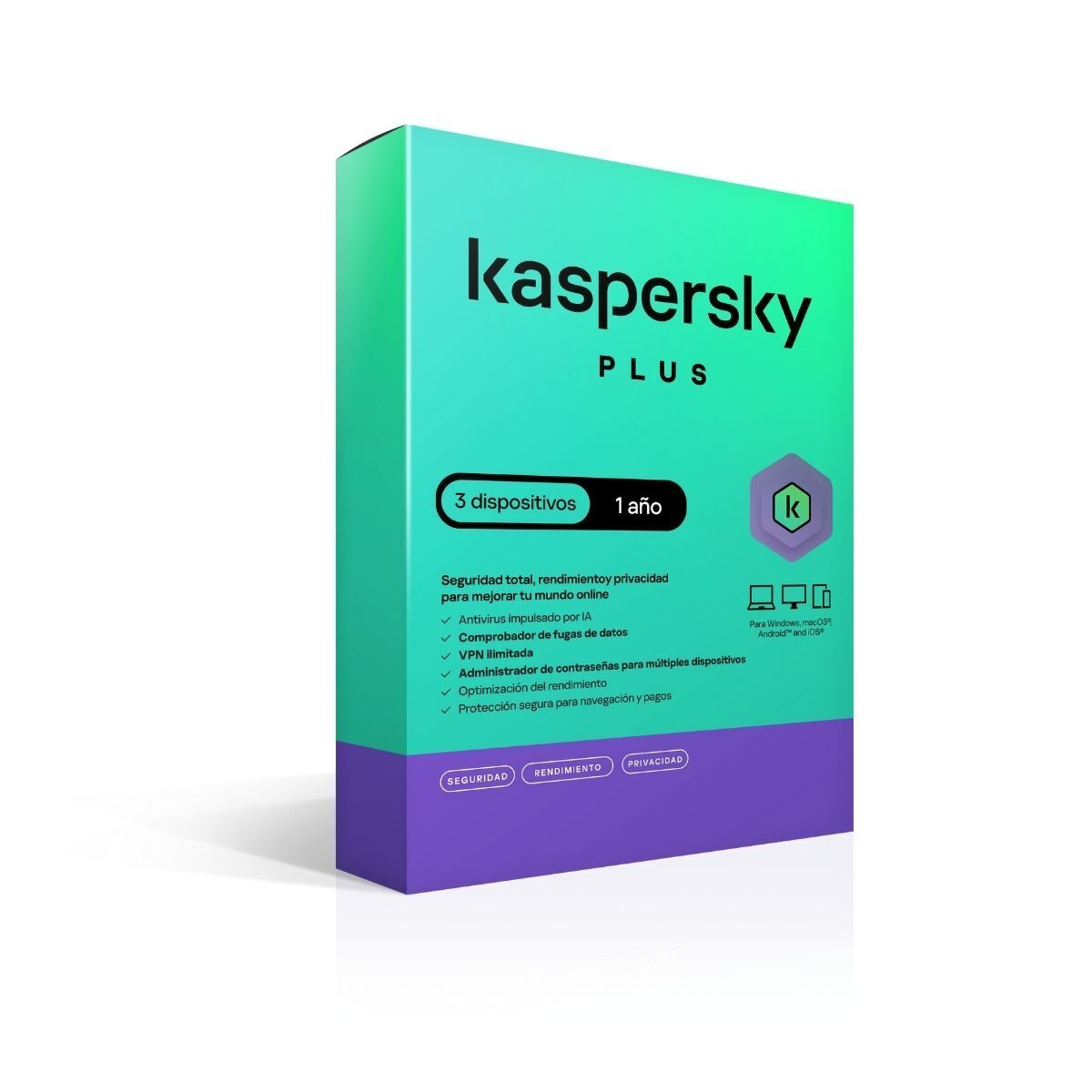 Kaspersky Plus para 3 Dispositivos 1 Año image number null