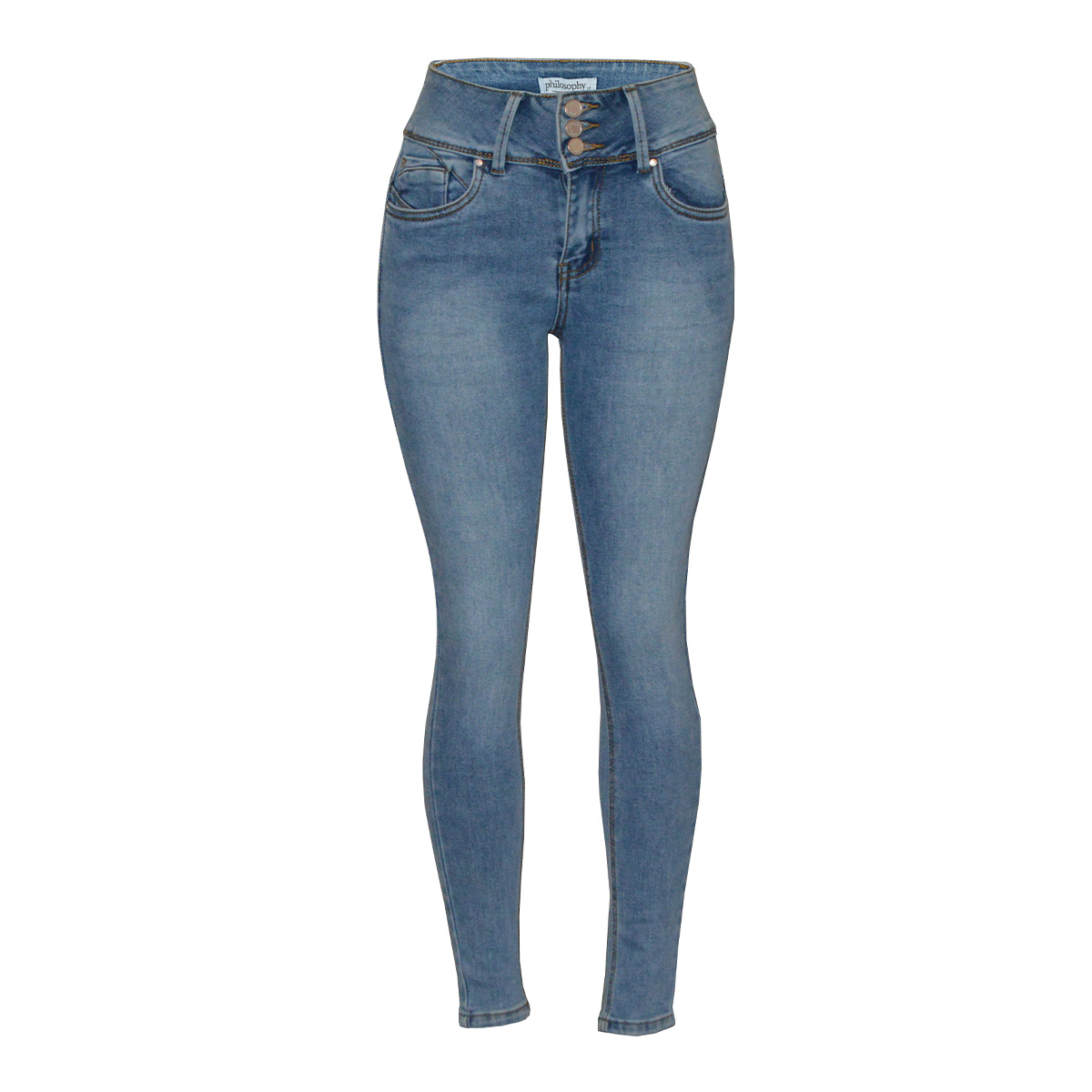 Jeans Liso Skinny De Pretina Ancha Philosophy para Mujer image number null