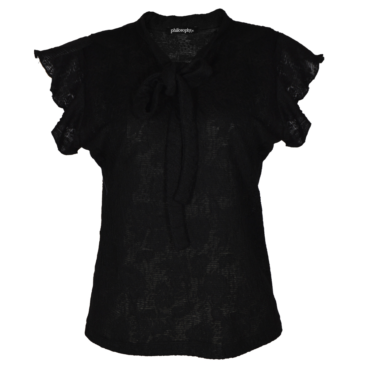 Blusa con Cinta de Amarre en Cuello Philosophy Talla Mediana Color Negro para Mujer image number null