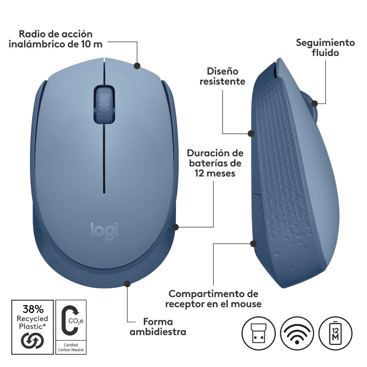 Mouse m170 blue grey Logitech image number null