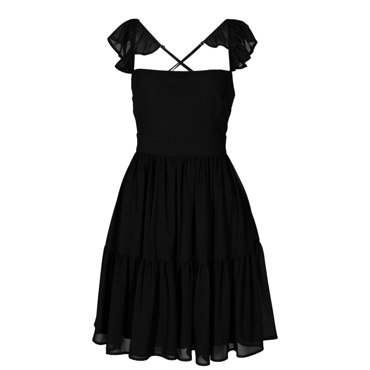 Vestido Corto con Olanes y Tirantes Cruzados Philosophy para Mujer image number null