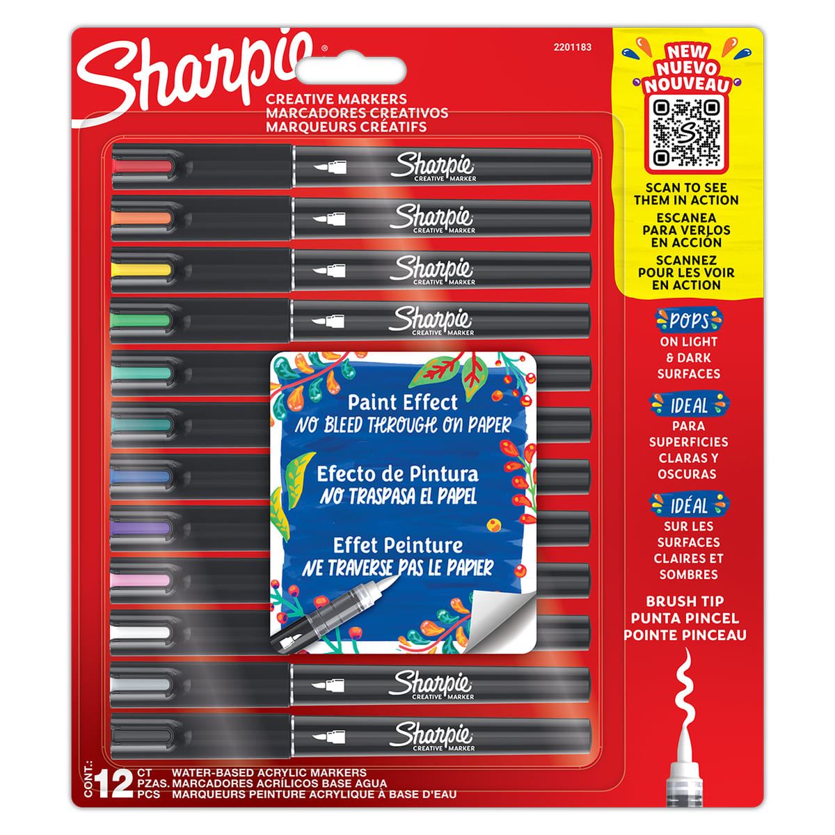 Marcadores Creativos Acrílicos Sharpie Punta Pincel Set 12 Piezas image number null