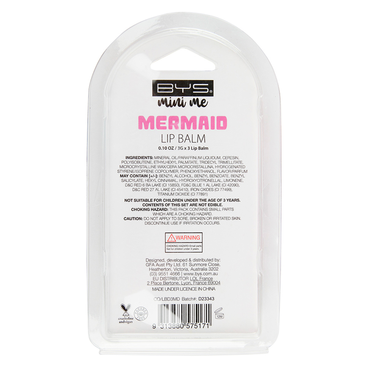 Balsamo de Labios 3 Piezas Mermaid Bys Mini Me image number null