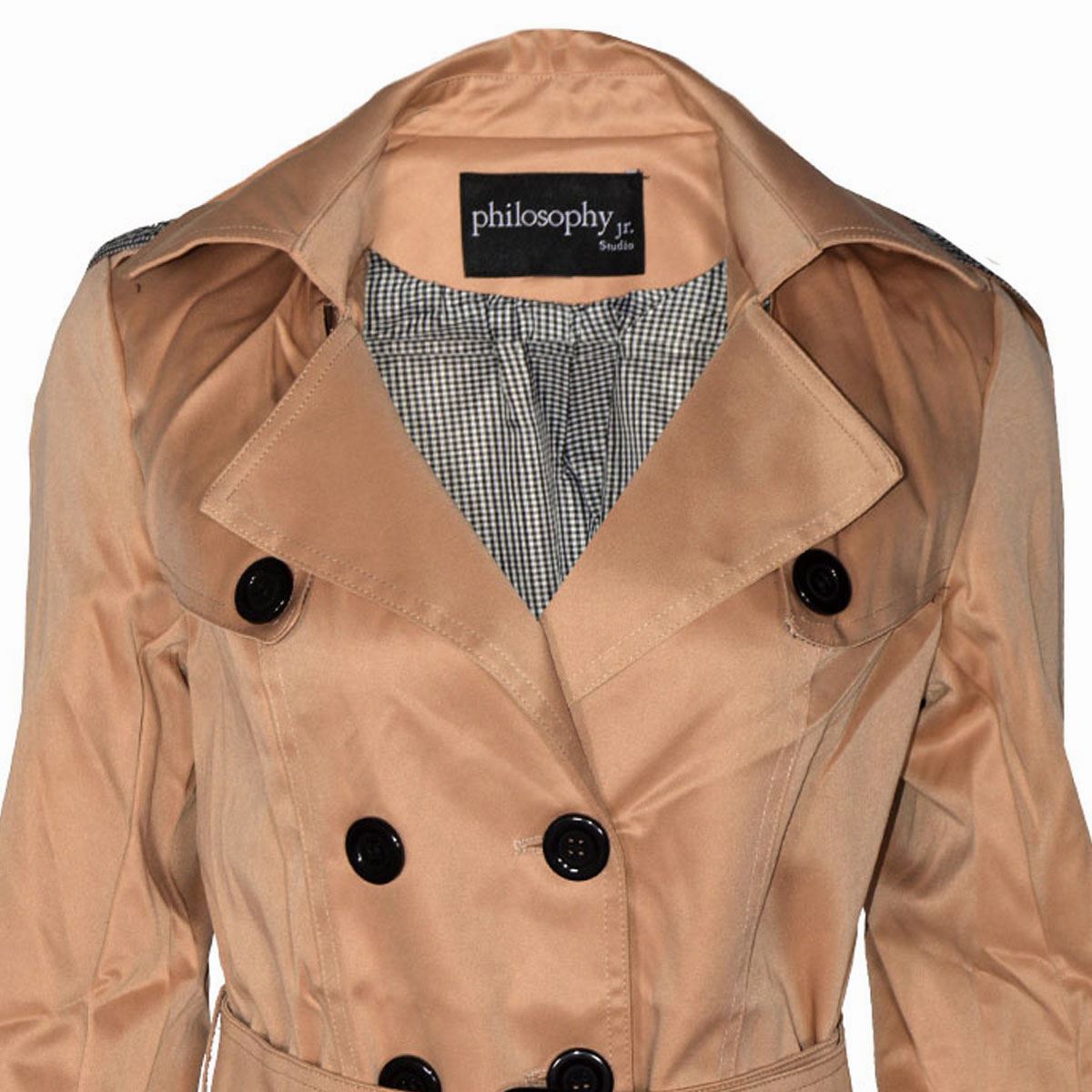 Gabardina Philosophy con cinturón para mujer talla chica image number null