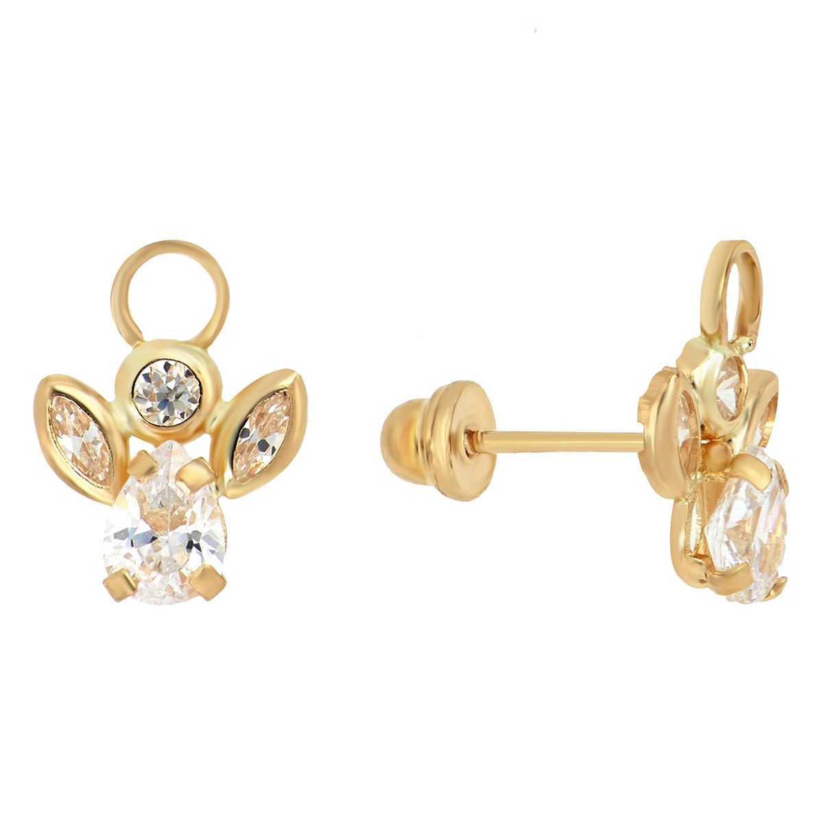 Broqueles HERS &Aacute;ngelo Celeste Cristal en Oro de 14 K image number null