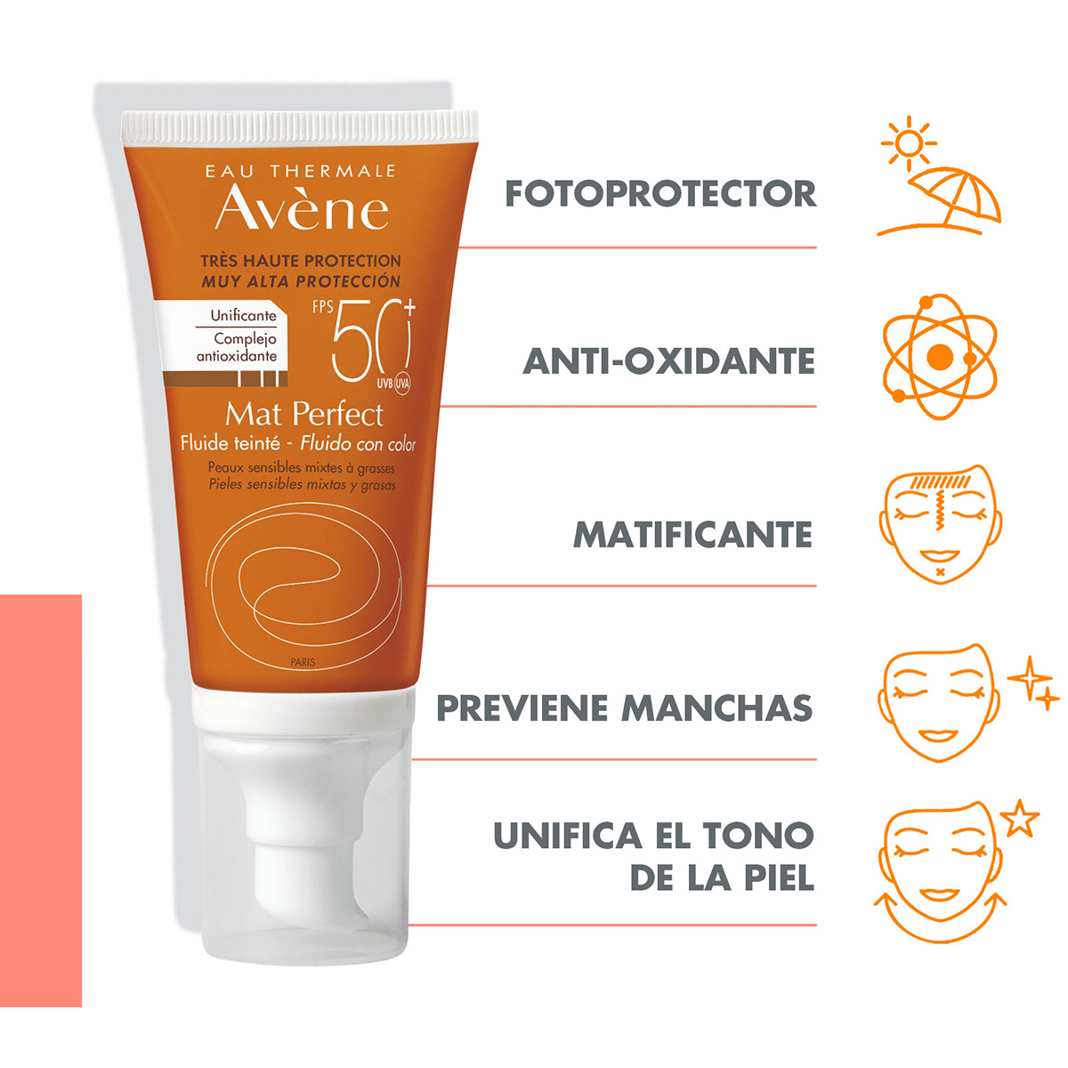 Avène Fluido Solar Mat Perfect Toque Seco con Color 50ml image number null