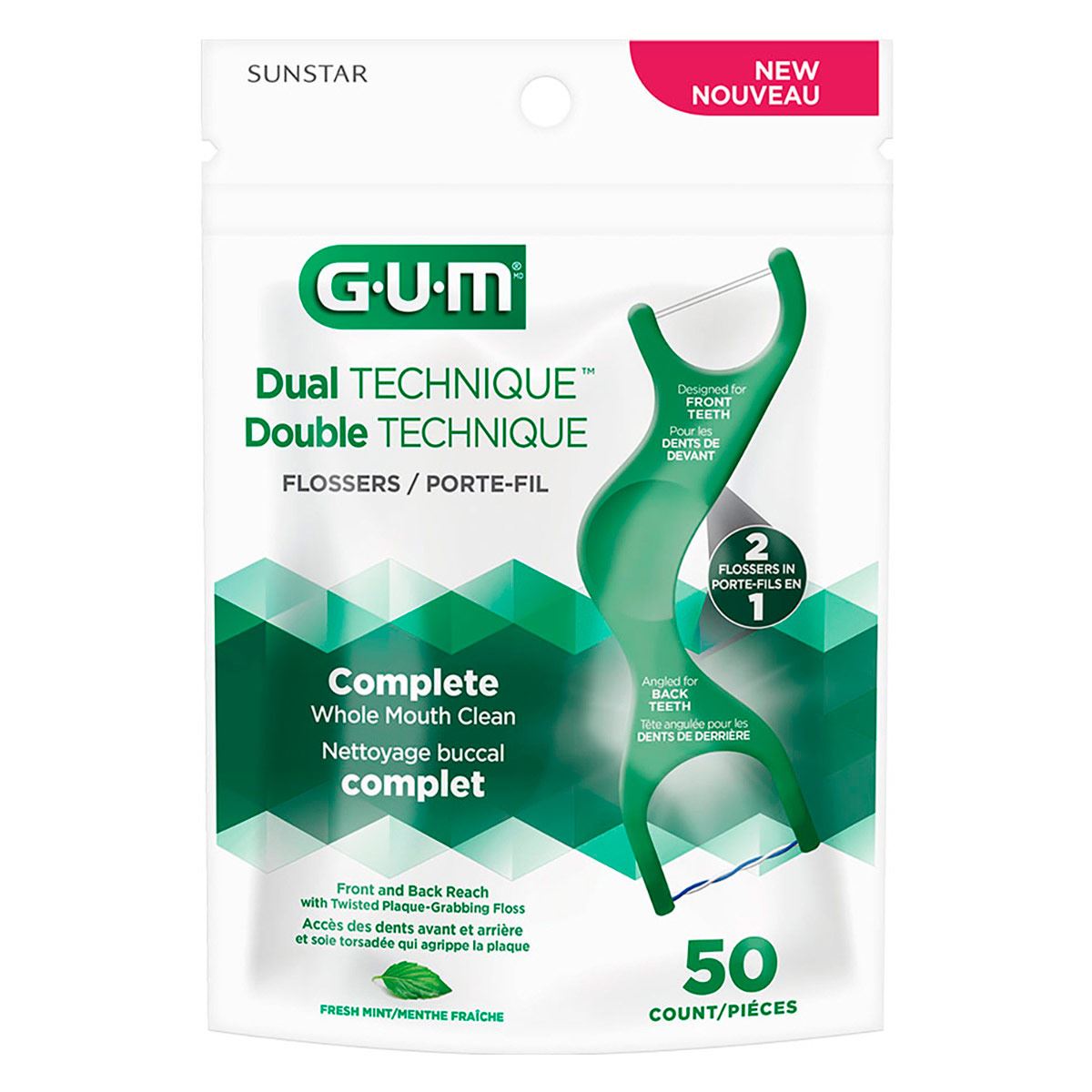 Hilo dental Flossers  Dual technique 50s. - GUM&reg; image number null