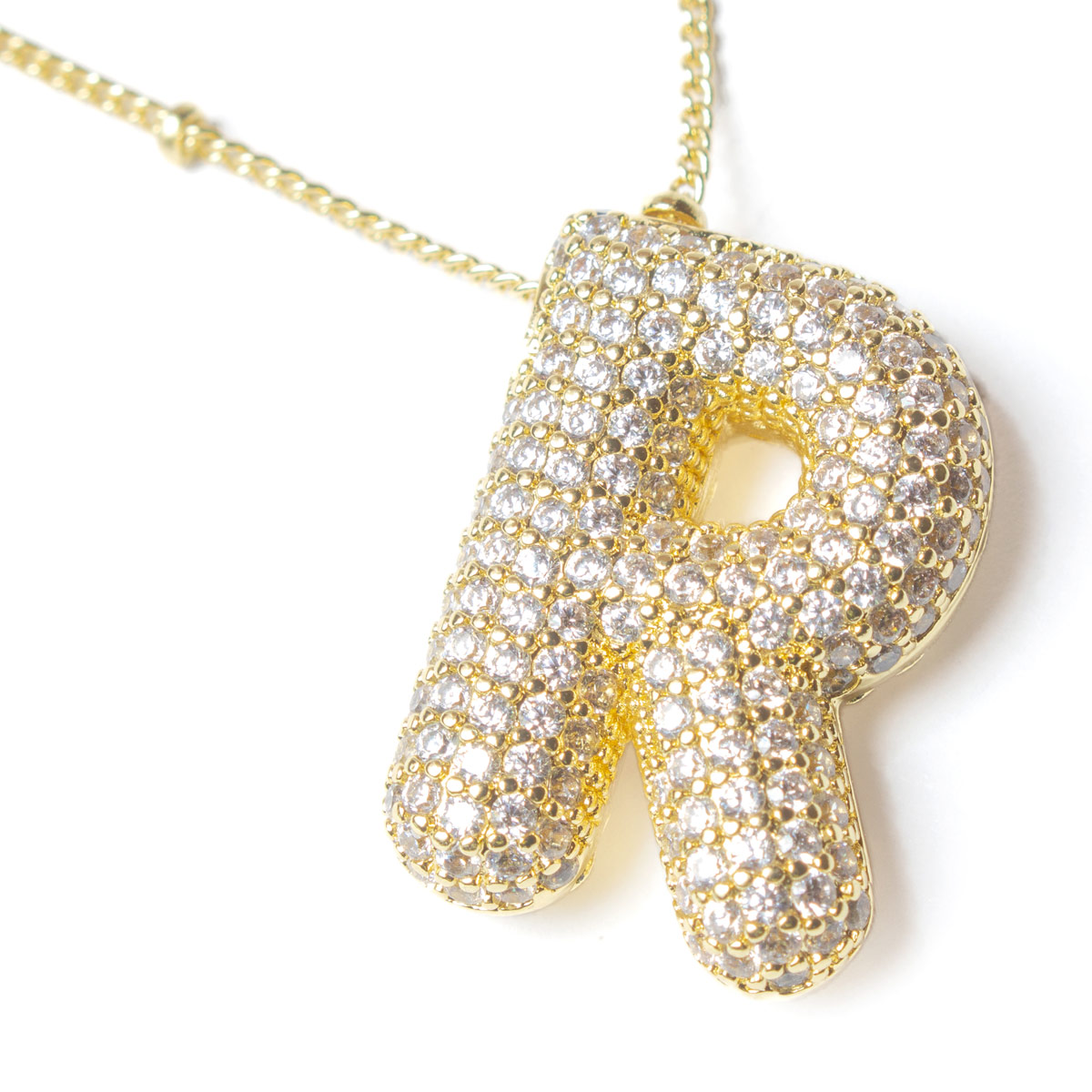 Collar Dorado de Cobre y Zirconia Letra R Vstone image number null