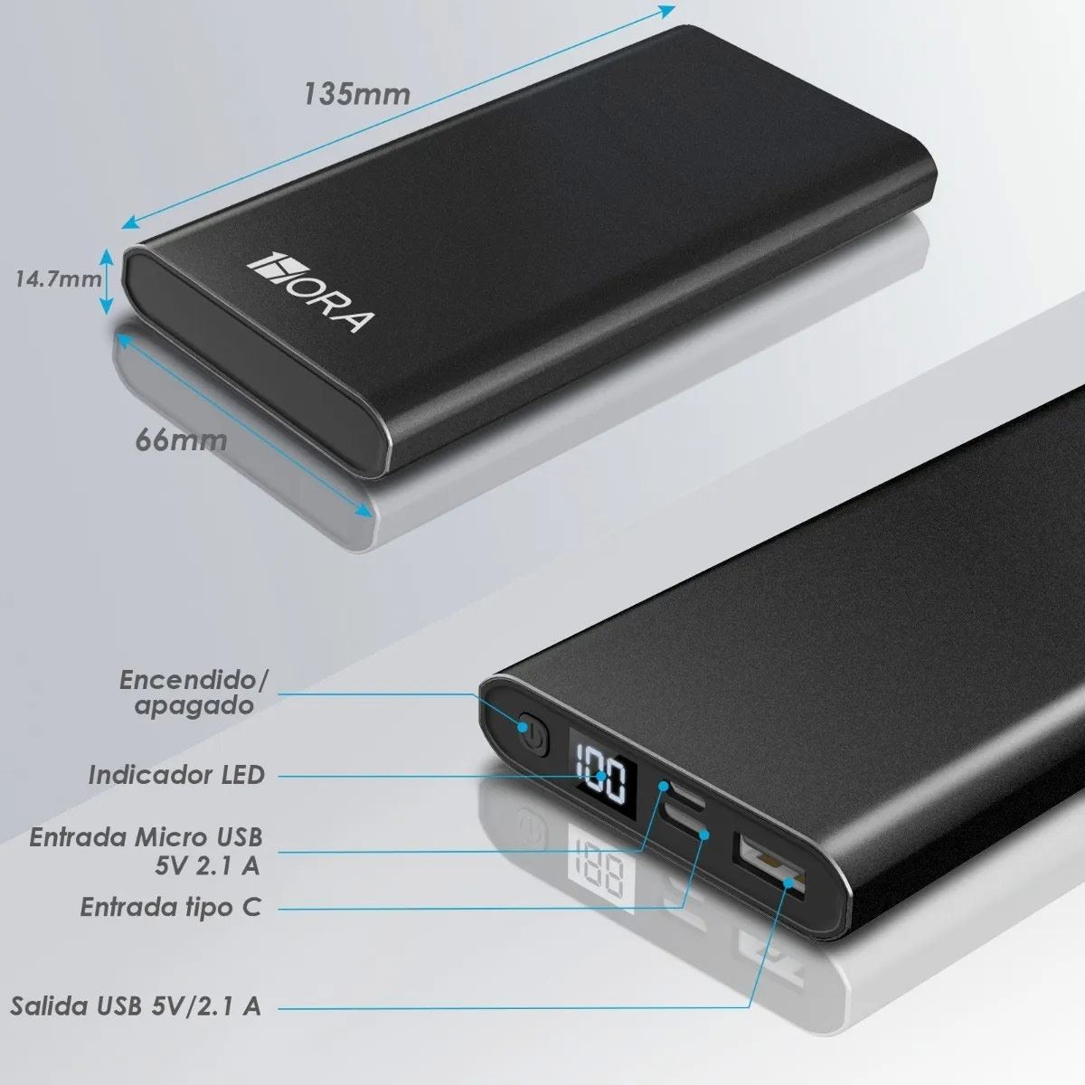 Batería 10000 mAh 2.1A portátil image number null