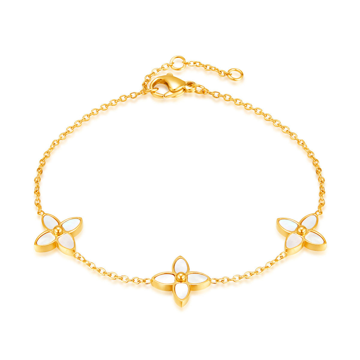 Brazalete con Eslabones de Acero Inoxidable Color Dorado image number null