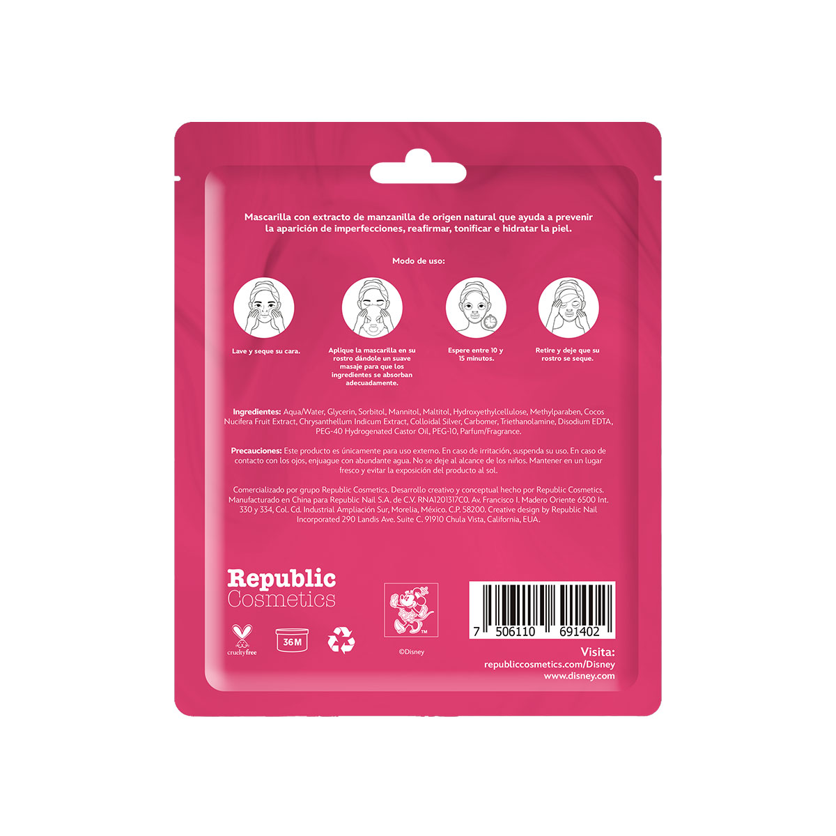 Mascarilla Individual Manzanilla Disney Minnie image number null