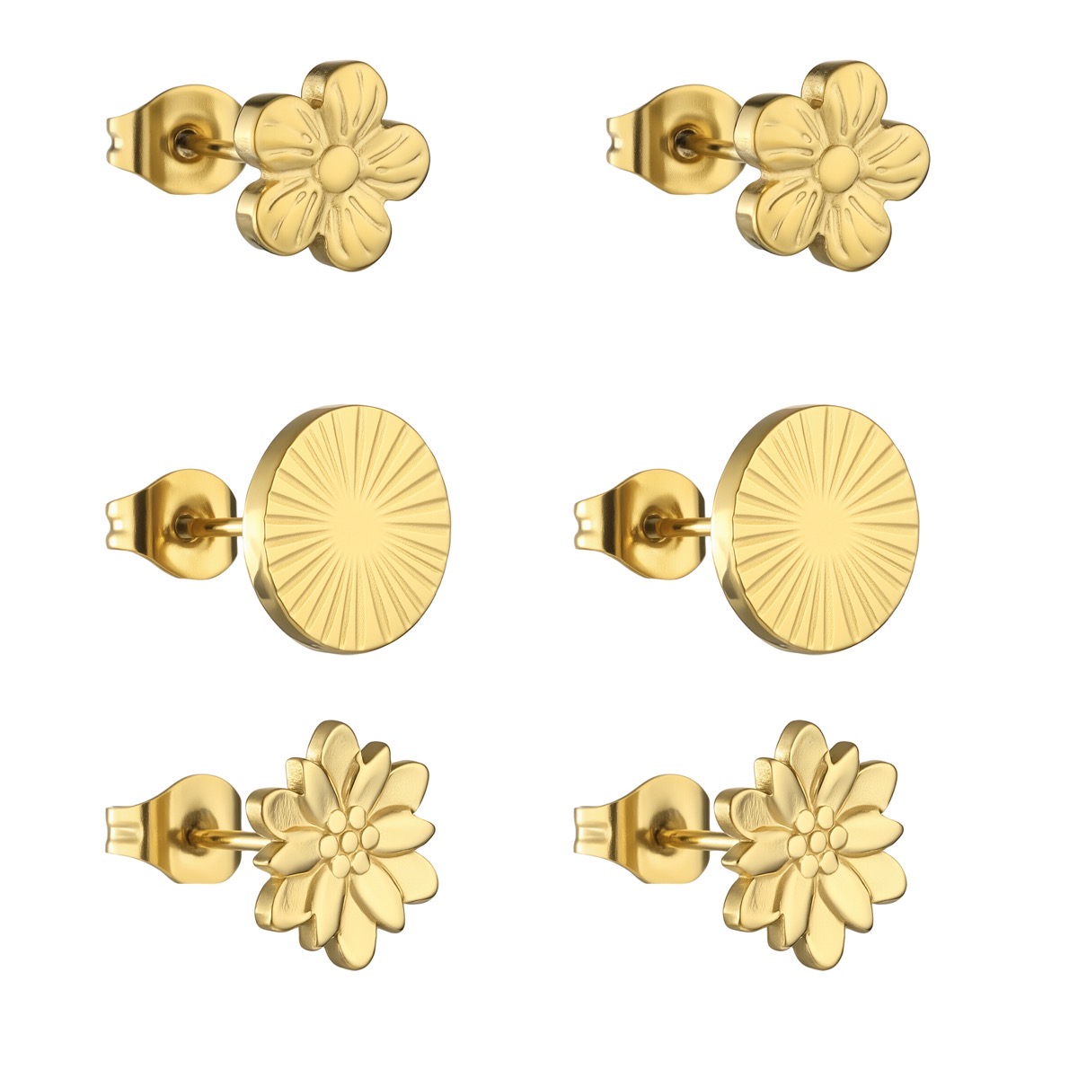 Set de Aretes Acero Inoxidable Dorado Enso image number null