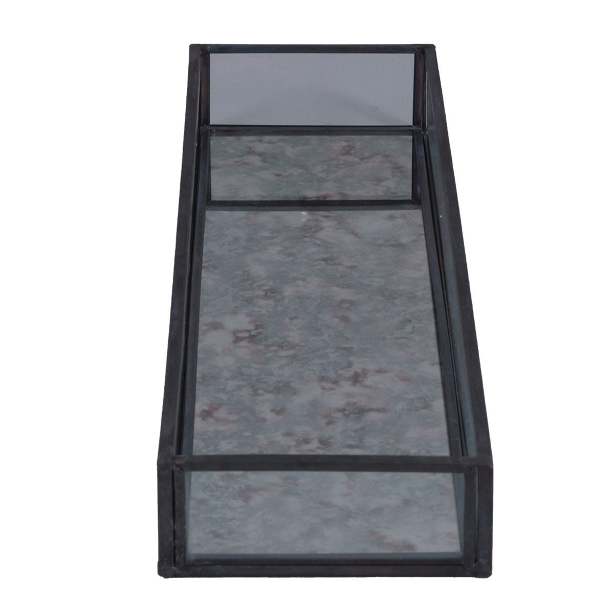 Home Nature joyero cloud rectangular elaborado en cristal con bordes met&aacute;licos 30*8*3 cm image number null