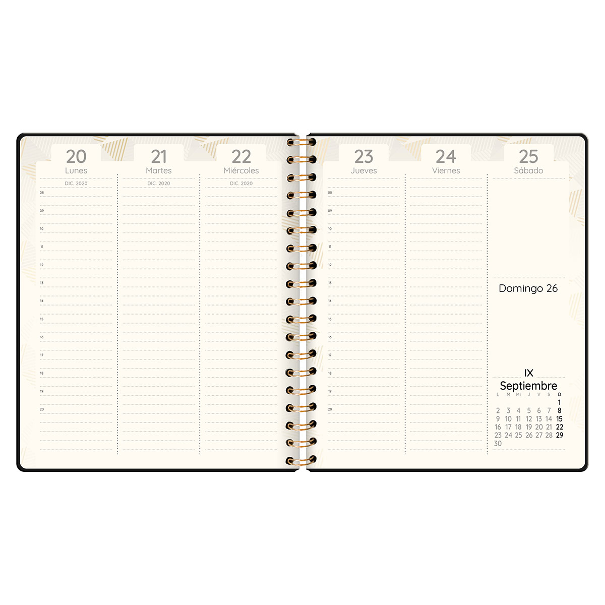 Agenda Semanal con Espiral Negra Premium Paper image number null