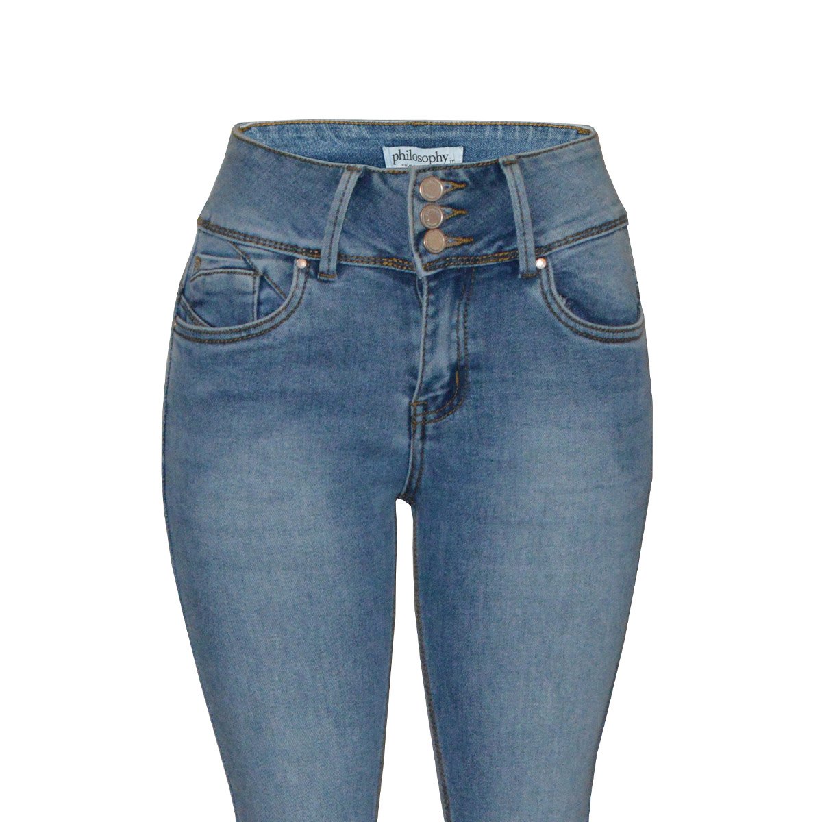 Jeans Liso Skinny De Pretina Ancha Philosophy para Mujer image number null