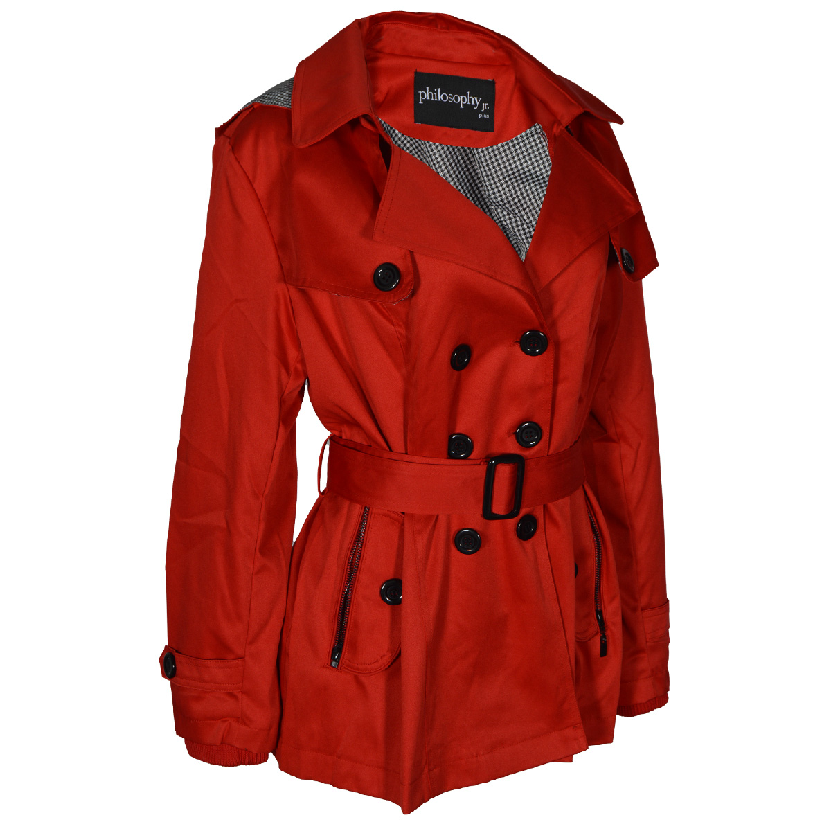 Gabardina Lisa con Cintur&oacute;n Philosophy Jr Plus Talla 2X para Mujer image number null