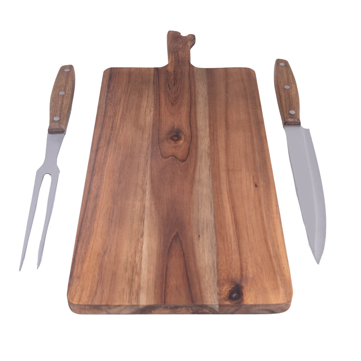 Home Nature Juego de tabla de madera con 2 cuchillos image number null