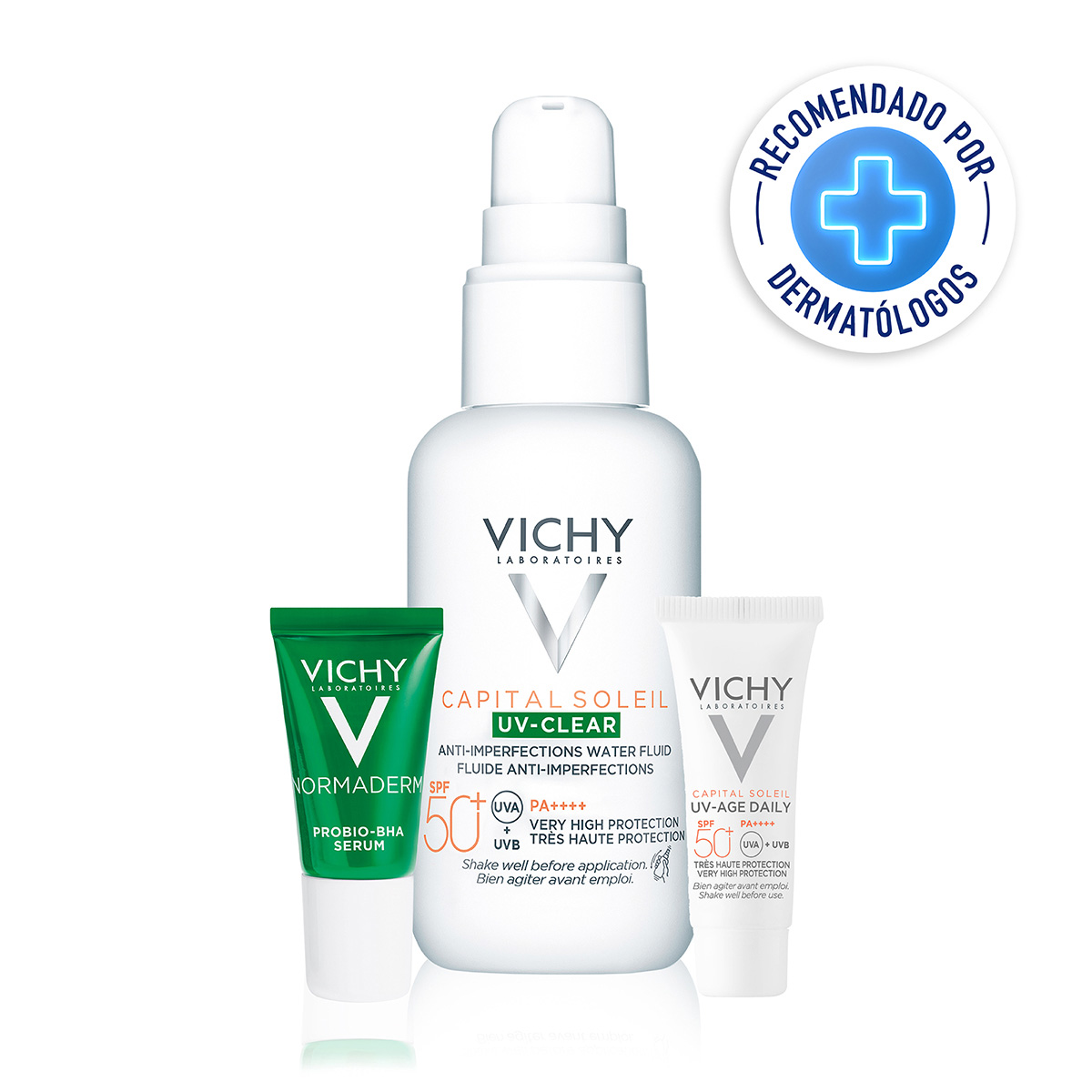 Vichy Capital Soleil UV Clear FPS 50 + Normaderm Serum PROBIO-BHA + Capital Soleil UV-Age Daily FPS 50 image number null