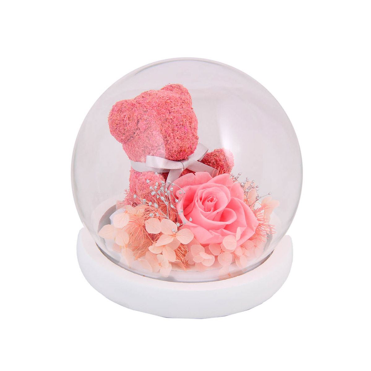 Home Nature esfera de cristal decorativa con rosa y oso 13*14 cm image number null
