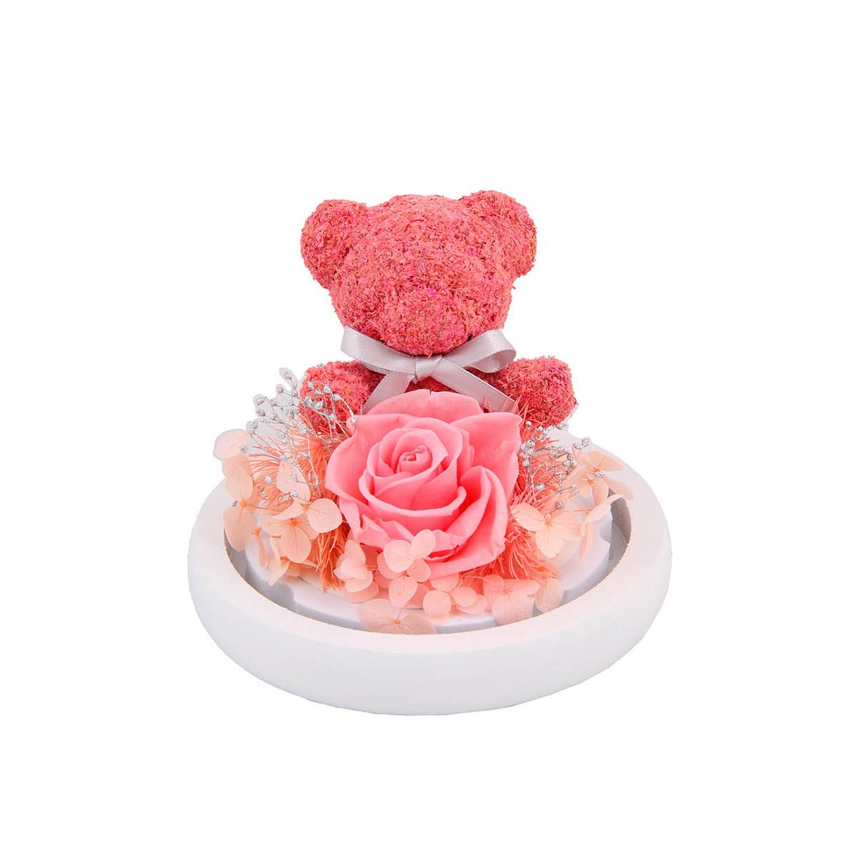 Home Nature esfera de cristal decorativa con rosa y oso 13*14 cm image number null
