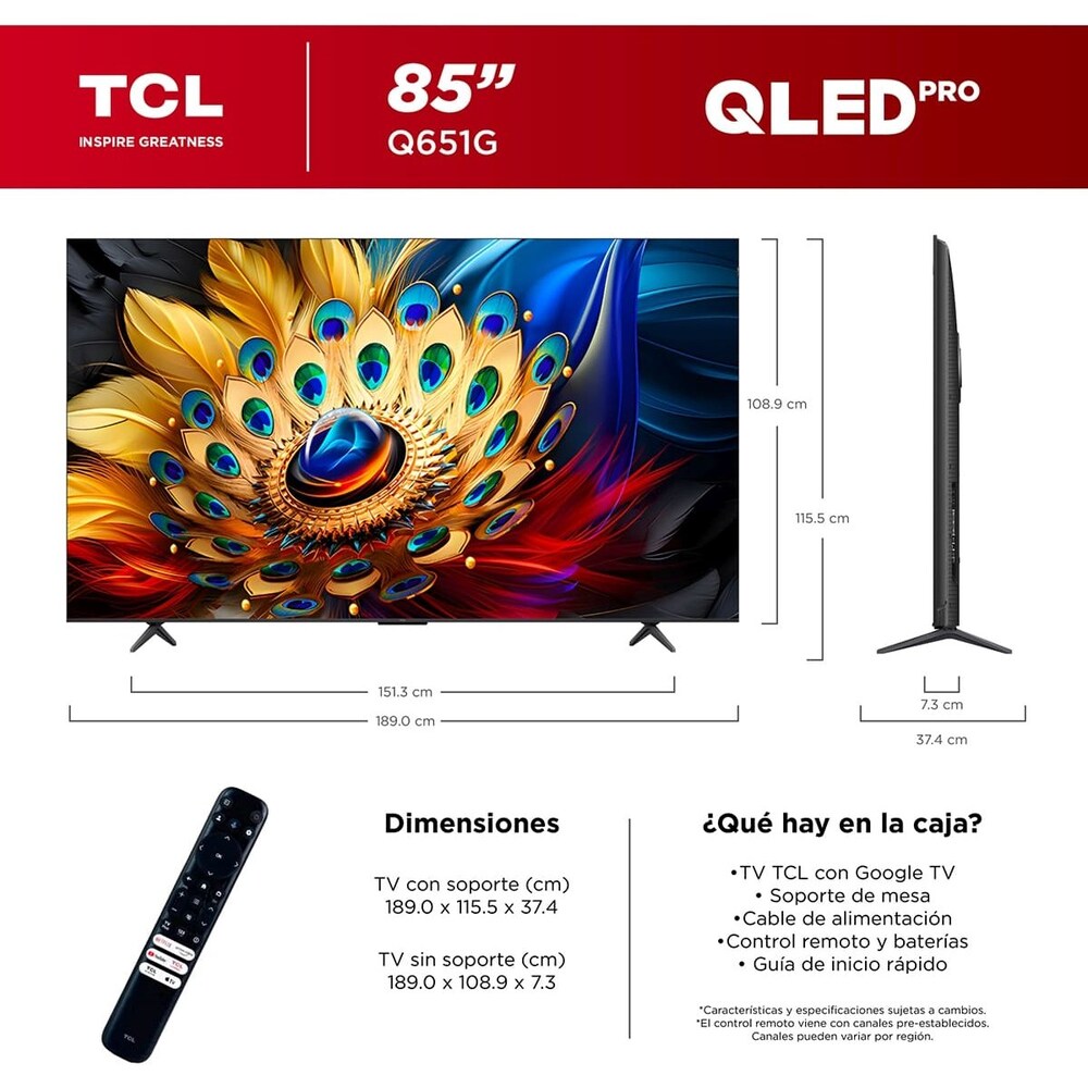 Pantalla Qled Tcl 85 Pulgadas 4K Google Tv 85Q651G image number 11