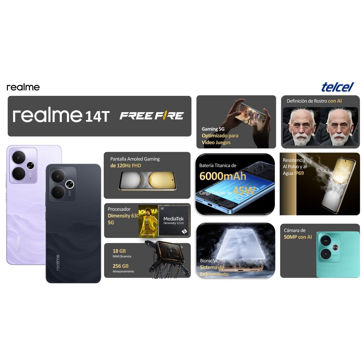 Realme 14T 5G 256GB Morado Telcel R7 image number null