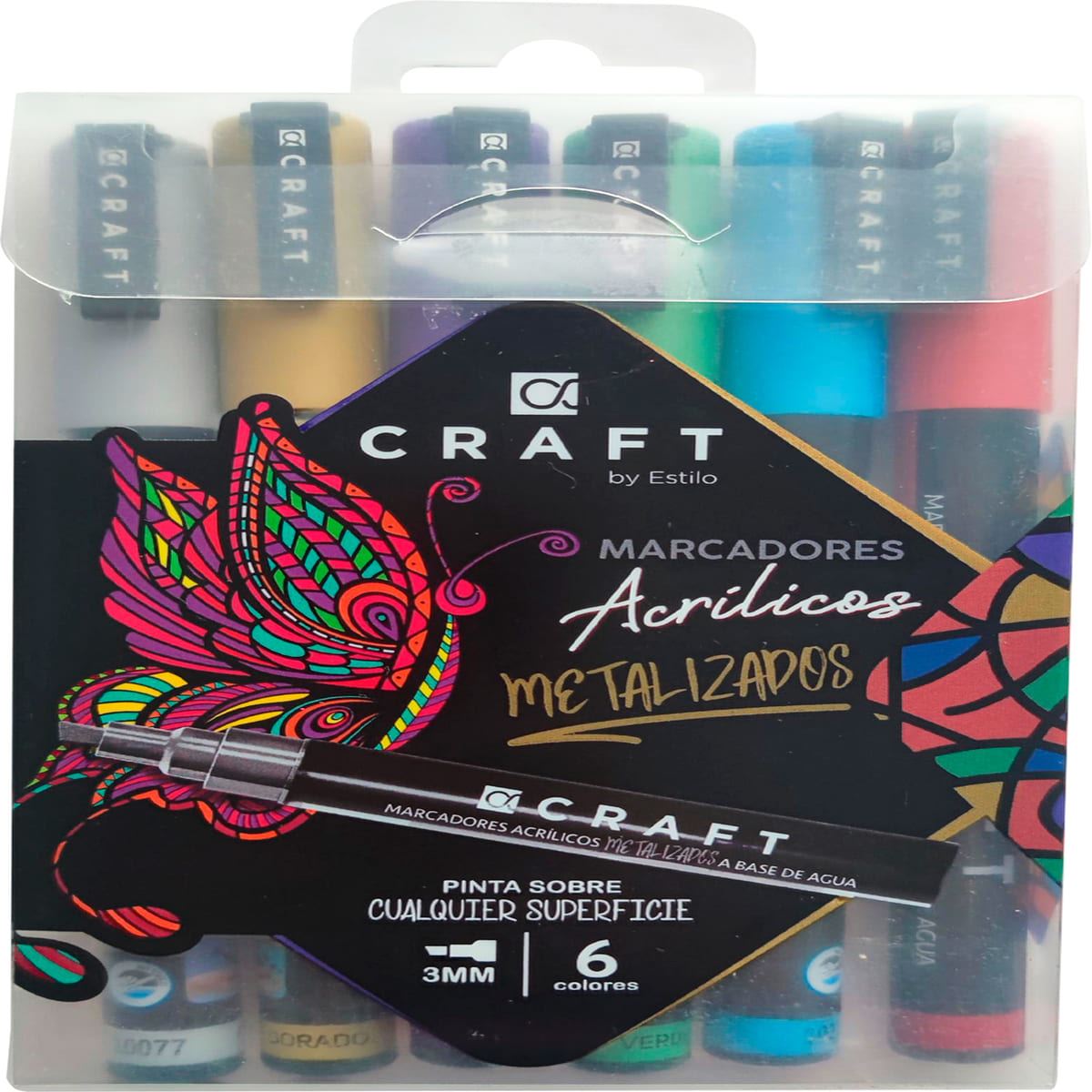 6 Marcadores Craft Acrílicos Tonos Metalizados image number null