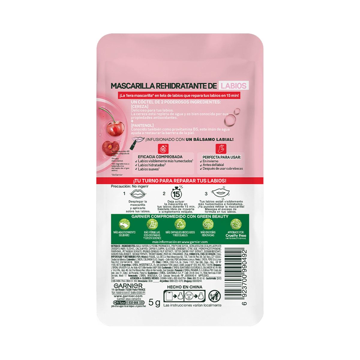 Garnier Skin Active Hidra Bomb Mascarilla en Tela Rehidratante Labios 1 pza image number null