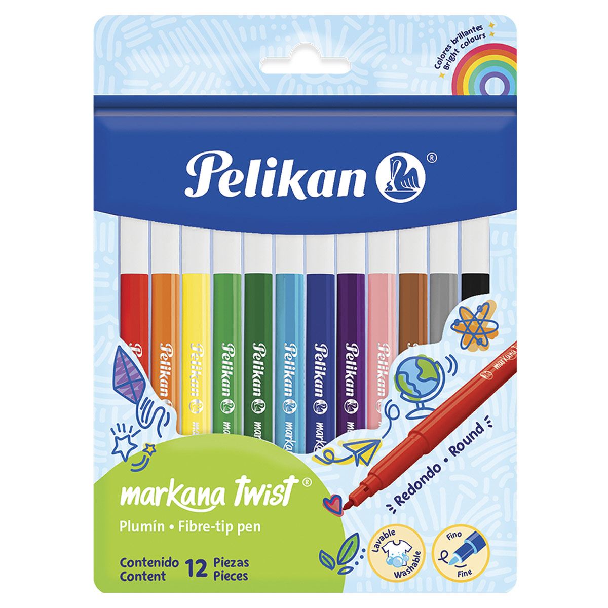 Estuche de plumines  markana twist con  12 piezas de diferentes colores image number null