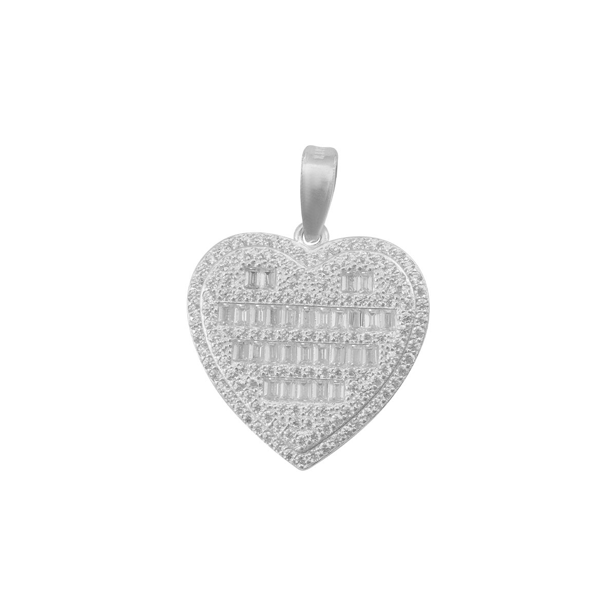 Dije con Coraz&oacute;n Baguette Plata .925 Unlimited By Oro Boleado image number null