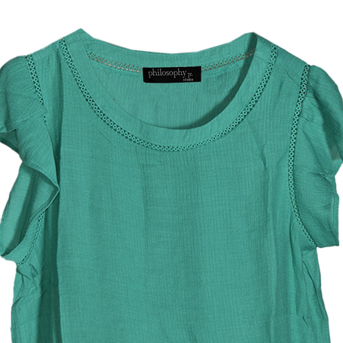 Blusa lisa con detalle pequeño de encaje en cuello para mujer Philosophy Talla Grande image number null