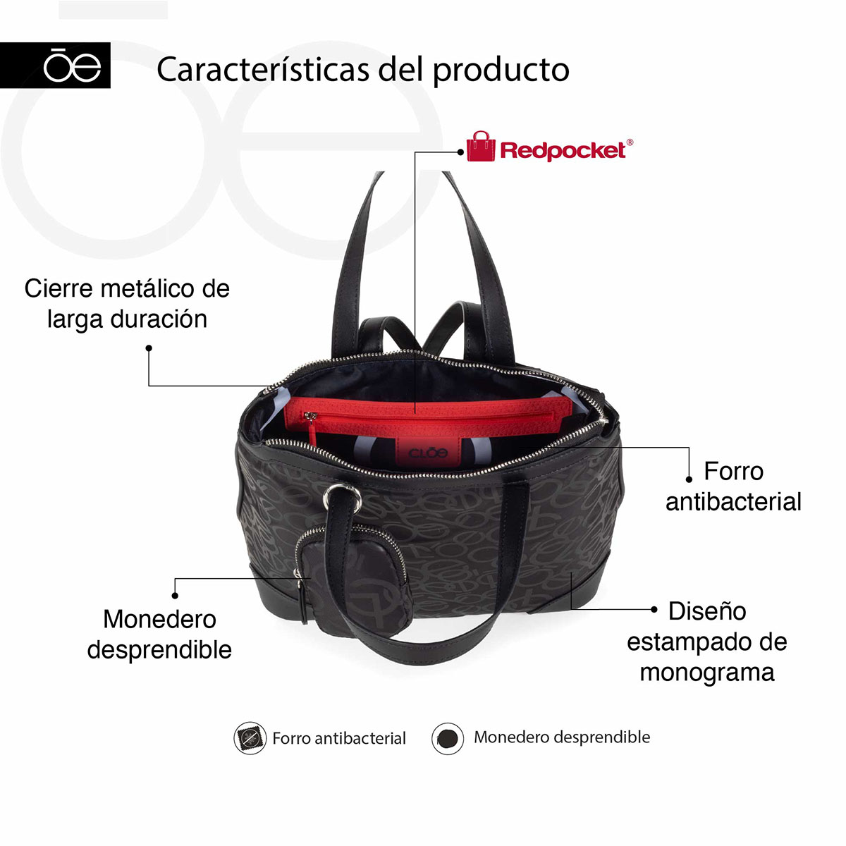 Bolso Backpack Cloe Negro para Mujer image number null