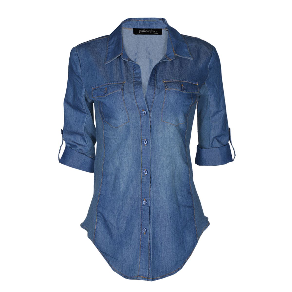 Blusa lisa con elevaci&oacute;n en manga para mujer Philosophy   Talla Grande image number null