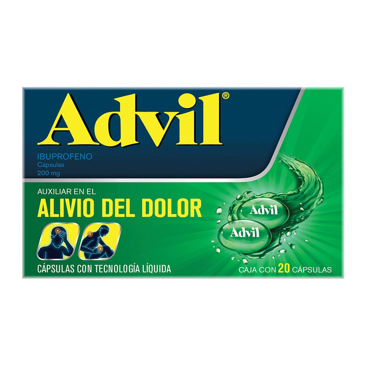 Analg&eacute;sico Advil 200 mg Dolores Leves Caja con 20 c&aacute;psulas image number null