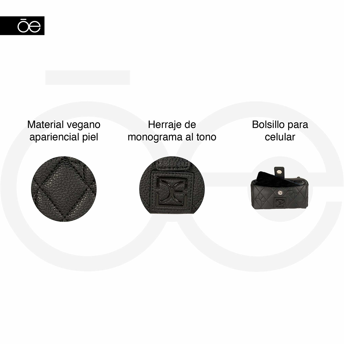 Billetera Cierre Doble Cloe Negra para Mujer image number null