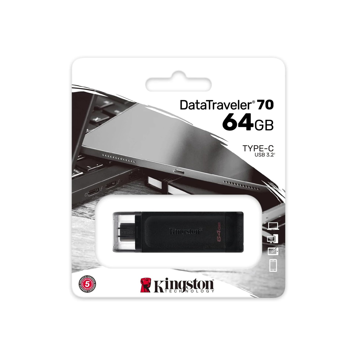 Memoria USB Kingston 64GB Tipo C Negra image number null
