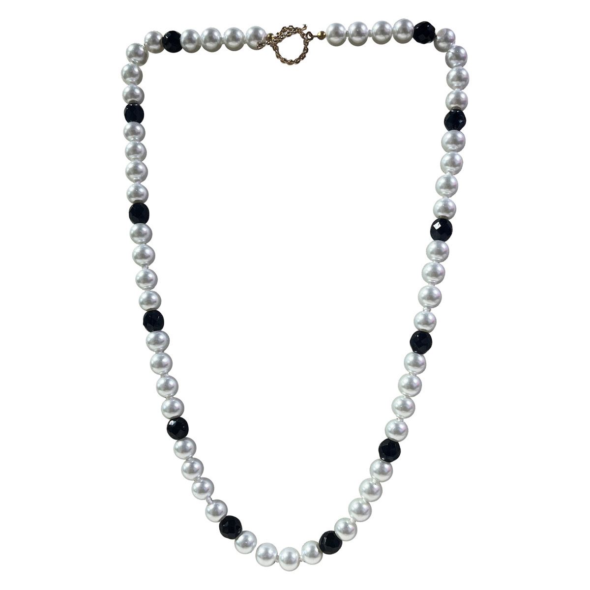 Collar Dafne Perla de Cristal con Cuenta Tallada Negra Acemor image number null