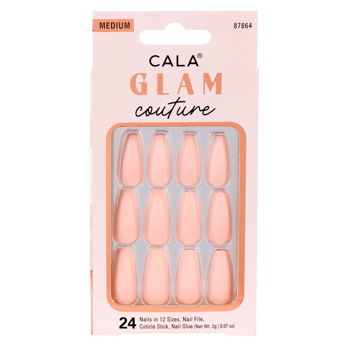 Kit Uñas Postizas Medium Coffin Nude Matte 24 piezas image number null