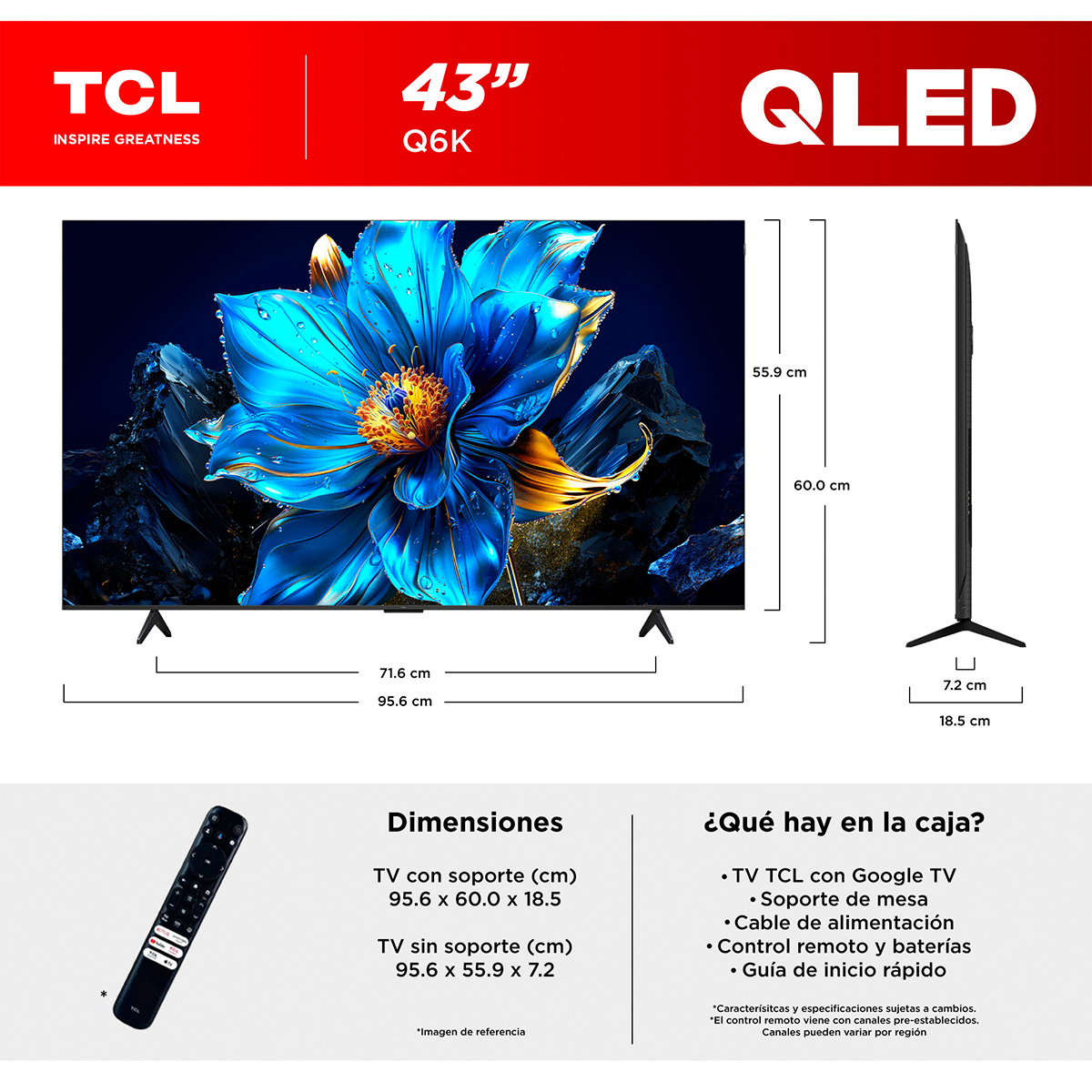 Pantalla Qled TCL de 43 Pulgadas 4K GTV 43q6k image number null