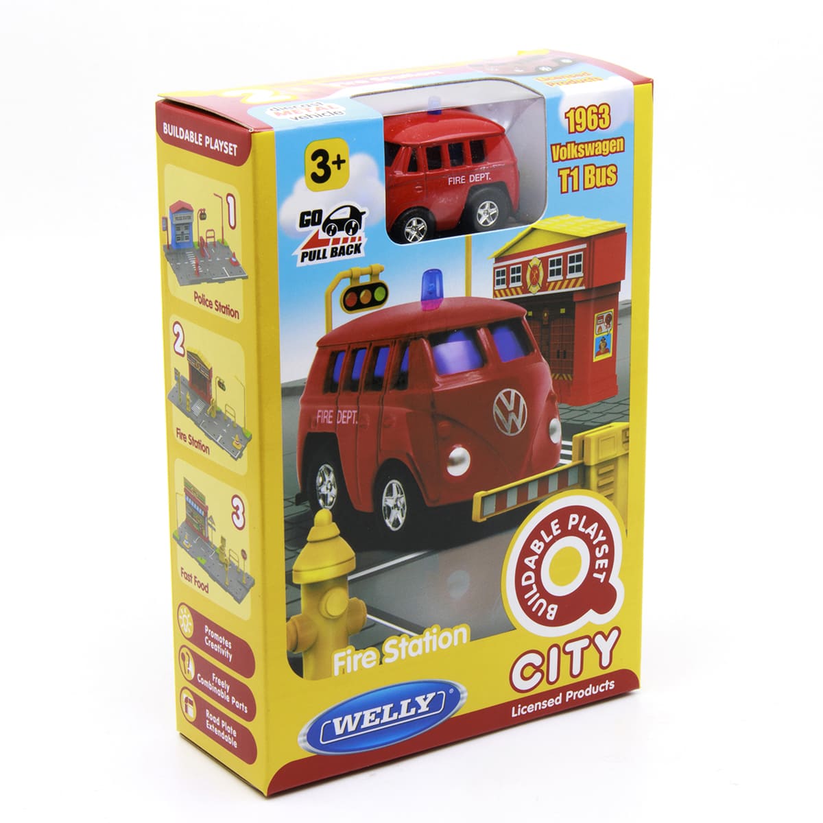Set Armable WELLY Estaci&oacute;n de Bomberos con Veh&iacute;culo a Escala 1963 Volkswagen T1 Bus image number null