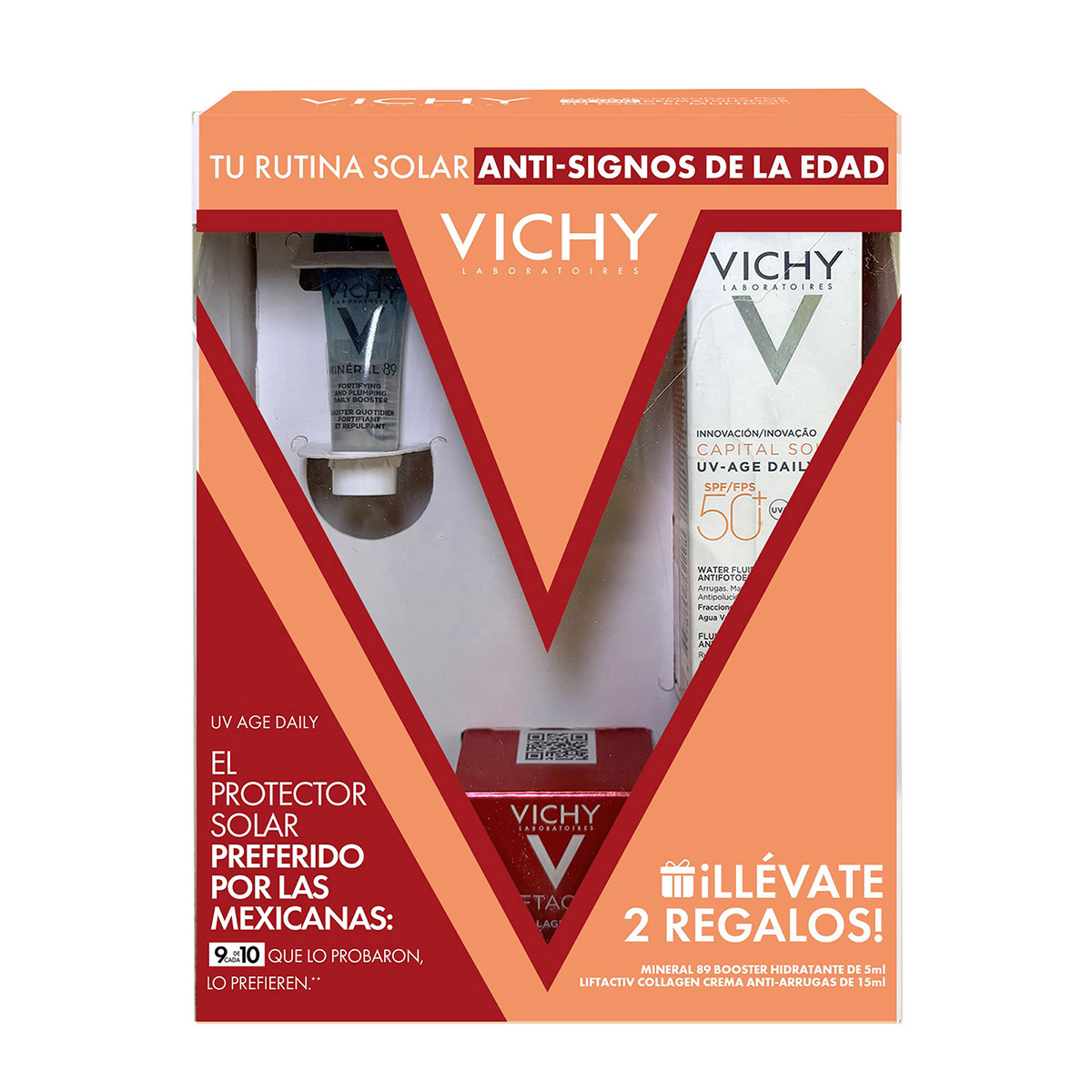 Vichy Capital Soleil UV-Age Daily FPS 50 + Liftactiv Collagen Specialist Crema de D&iacute;a + Mineral 89 Booster image number null